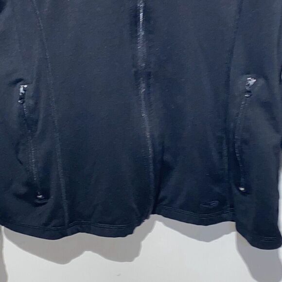 Champion Women's Black Stretch Full Zip Mock Neck Raglan Sweatshirt Size Large - Picture 3 of 9